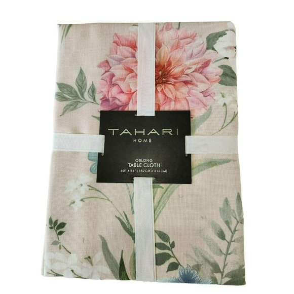 Tahari Home Floral Tablecloth Shabby Chic Style Pastel Color 60x84in Oblong - Picture 11 of 11
